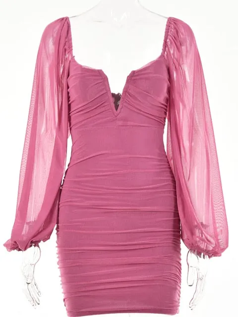Mesh Mini Evening Dress