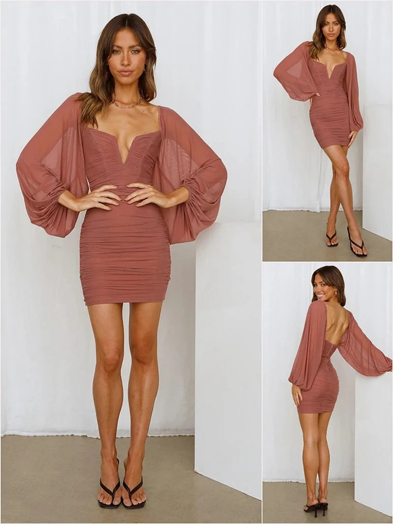 Mesh Mini Evening Dress