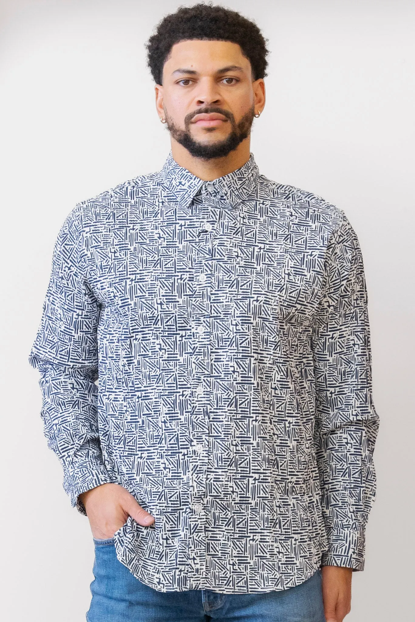 MOJITO Geometric Pattern Button down