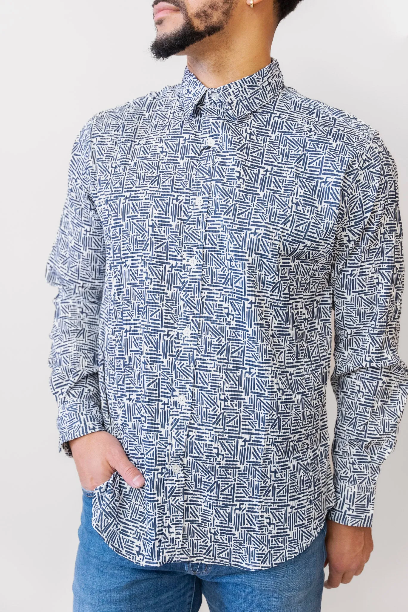 MOJITO Geometric Pattern Button down