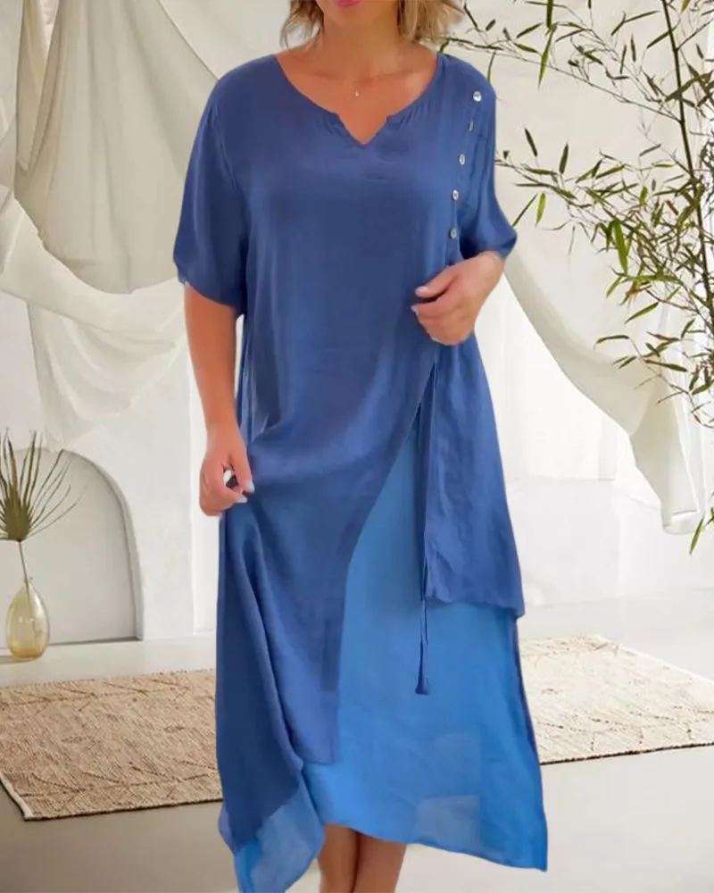 Narges® | Asymmetrical Dress With Short Sleeves