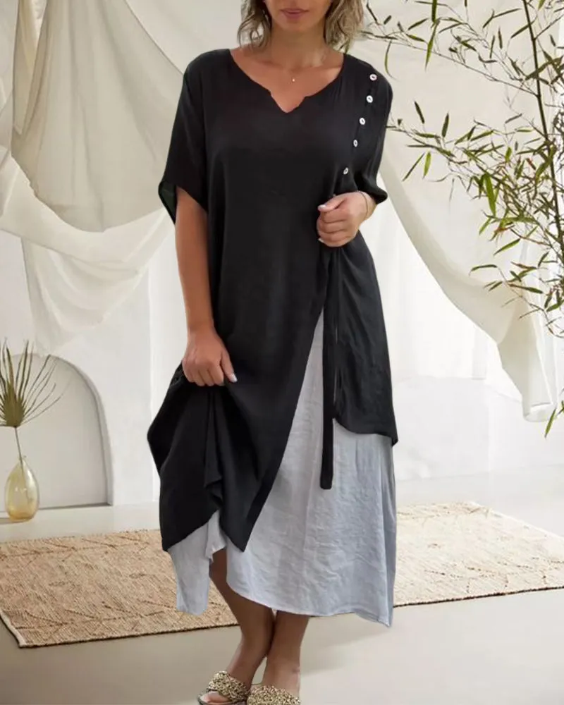 Narges® | Asymmetrical Dress With Short Sleeves
