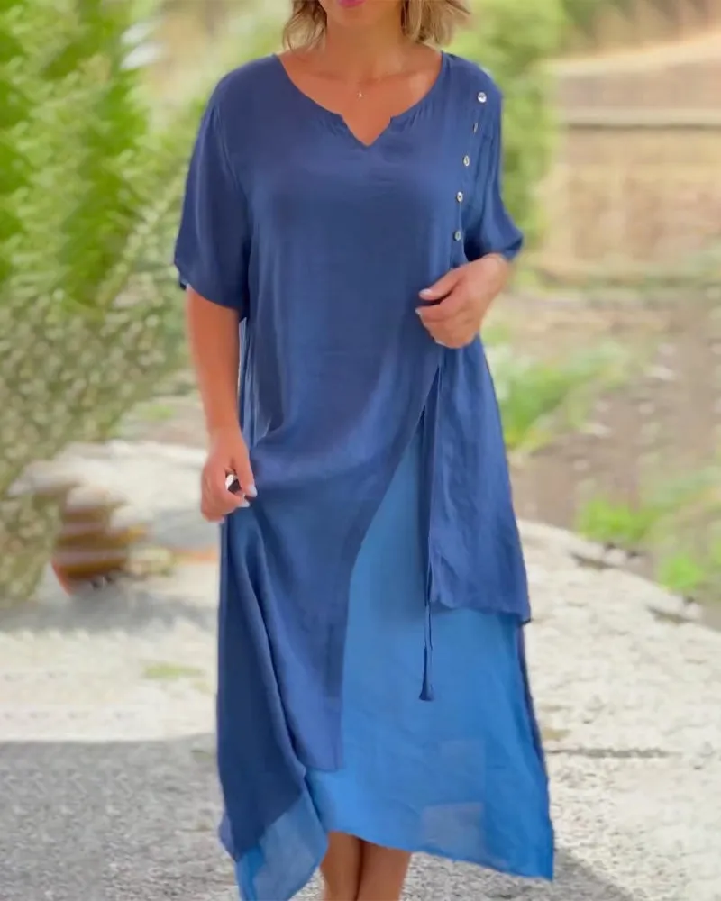 Narges® | Asymmetrical Dress With Short Sleeves