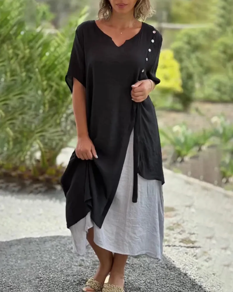 Narges® | Asymmetrical Dress With Short Sleeves