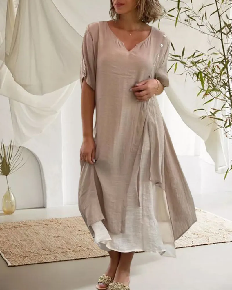 Narges® | Asymmetrical Dress With Short Sleeves