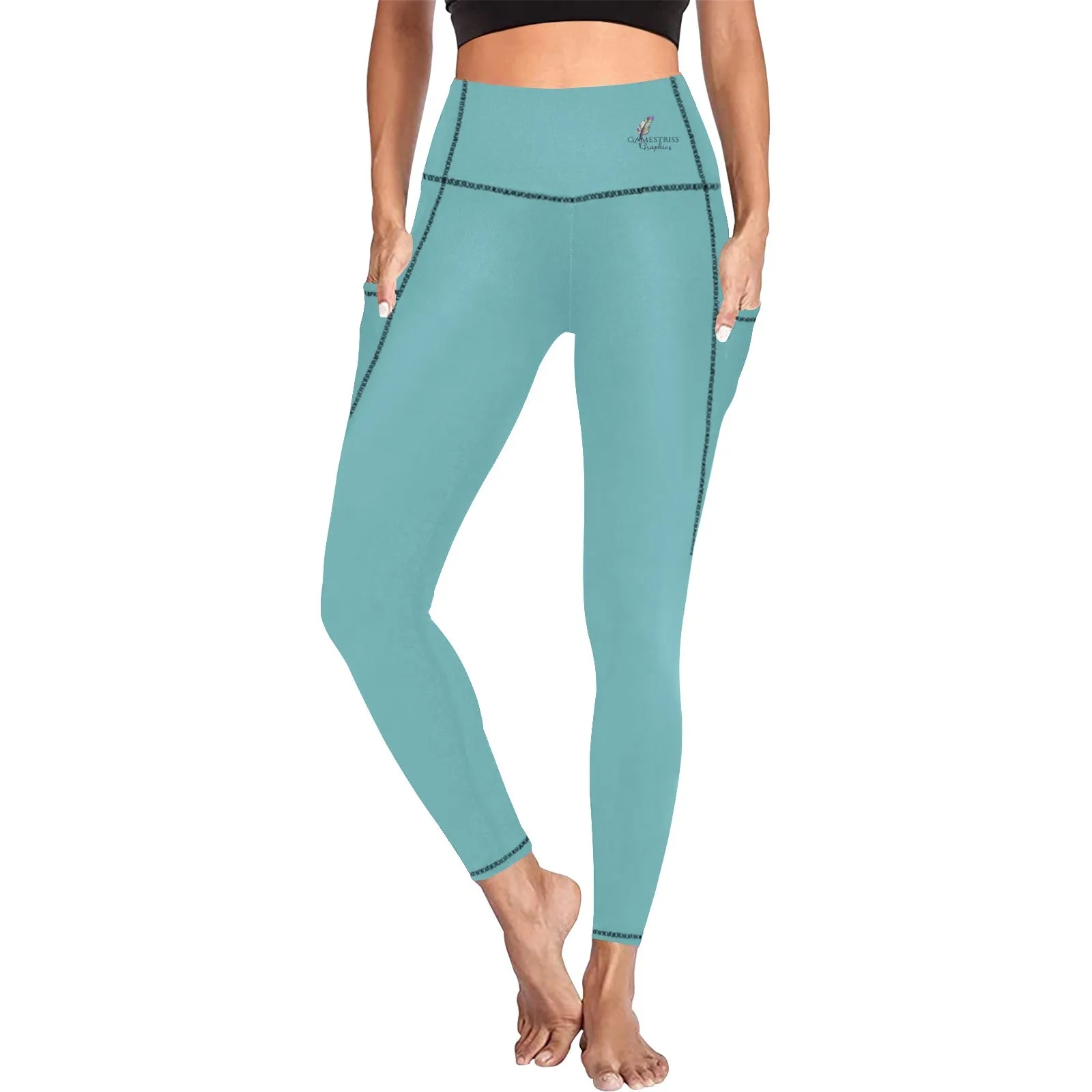Ocean's Paradise High Waist Leggings with Pockets