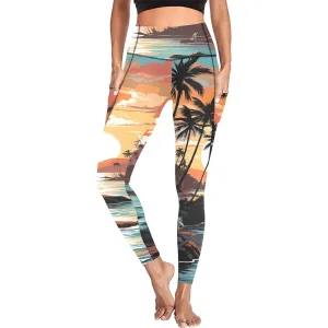 Ocean's Paradise High Waist Leggings with Pockets