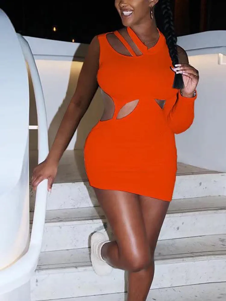 One Shoulder Cut Out Asymmetrical Dress