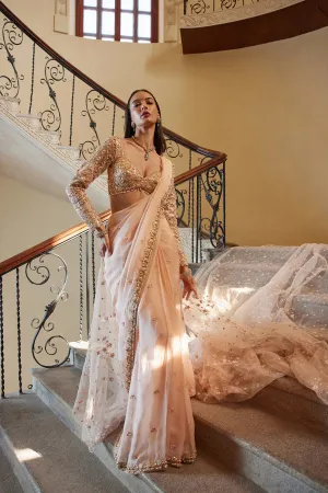 Peach Organza Saree