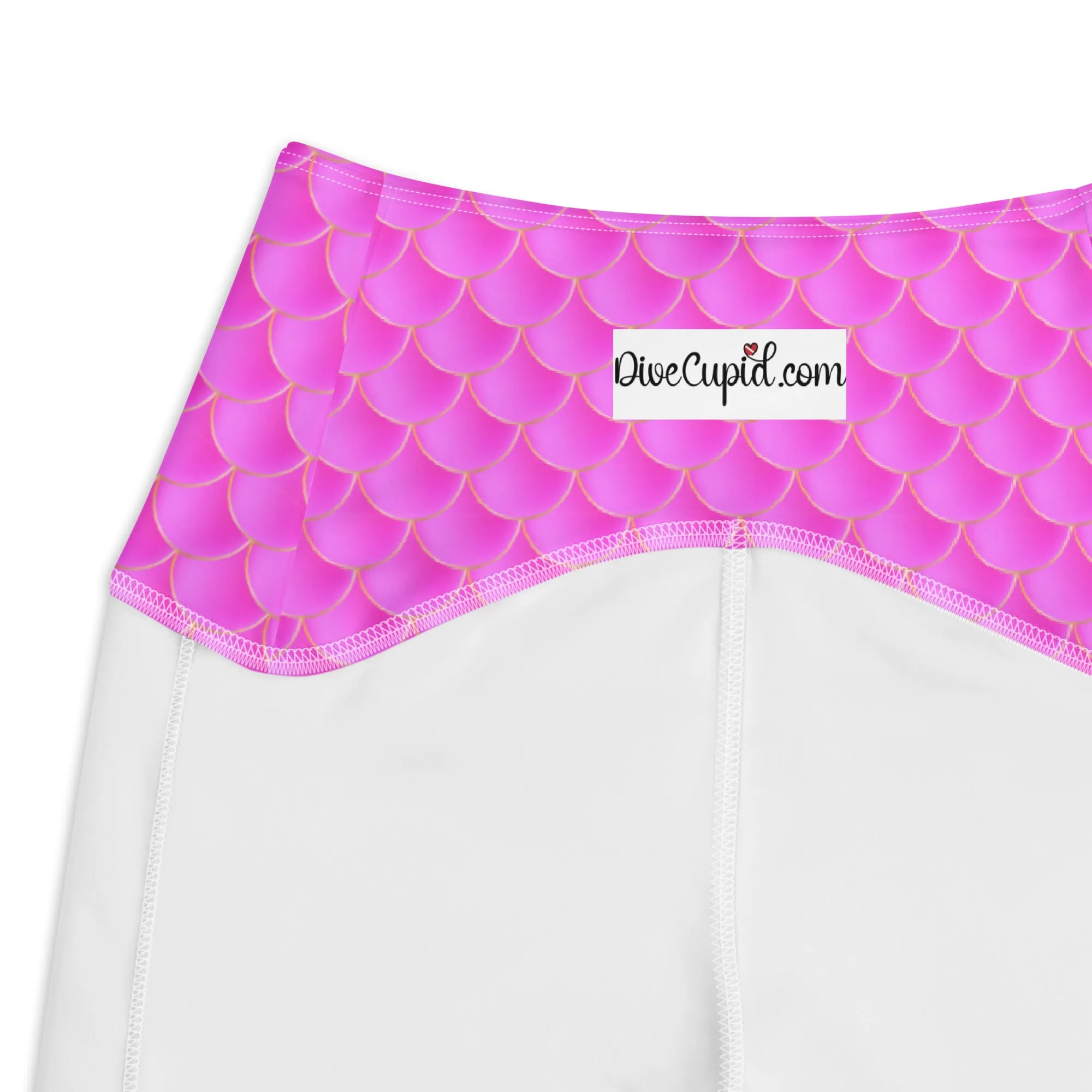 Pink Mermaid Rash Guard Pants Leggings With Pockets UPF 50 