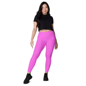 Pink Mermaid Rash Guard Pants Leggings With Pockets UPF 50 