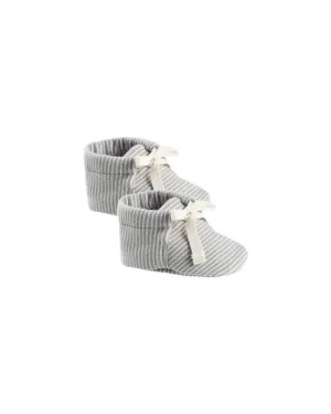 QUINCY MAE Organic Baby Booties || Blue Micro Stripe