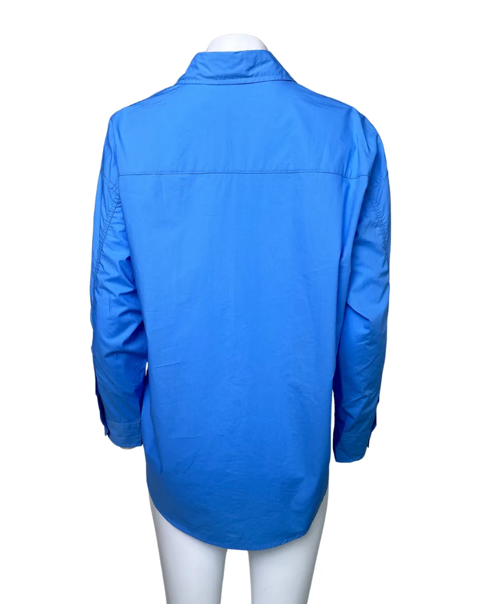 Relaxed Button Down Long Sleeve Shirt in Blue