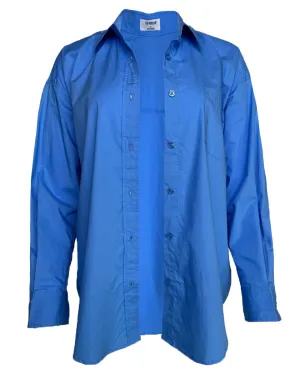Relaxed Button Down Long Sleeve Shirt in Blue