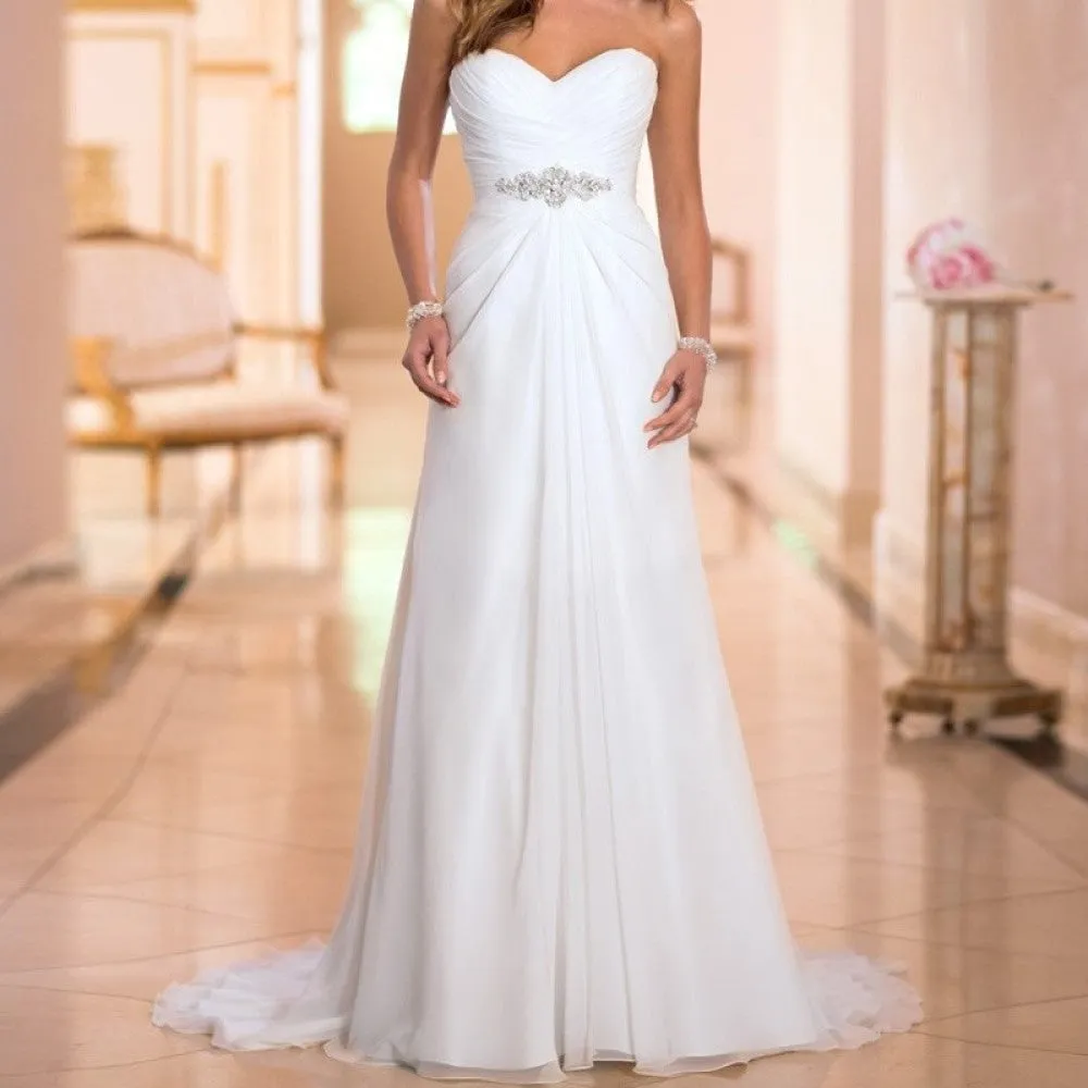 sd-hk Ladies Wedding Dress High Waist Strapless Bridesmaid Dress