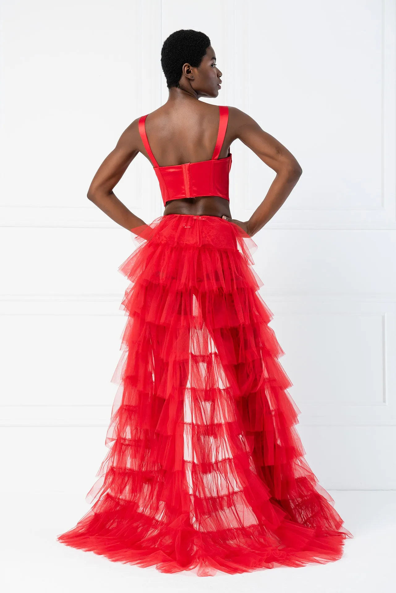 Sexy See Thru Red Ruffled Skirt