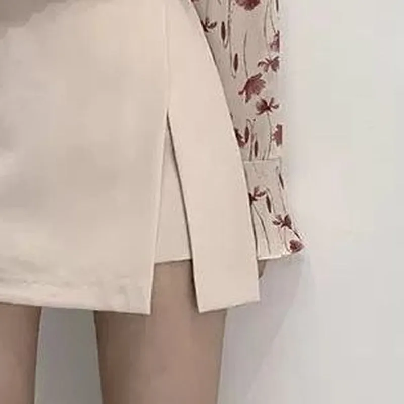 Solid Side-slit Stretchy Korean Style
