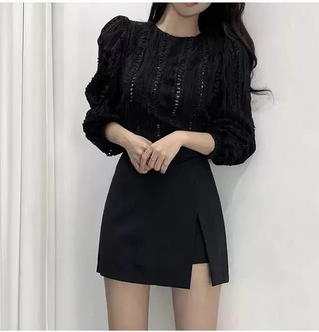 Solid Side-slit Stretchy Korean Style