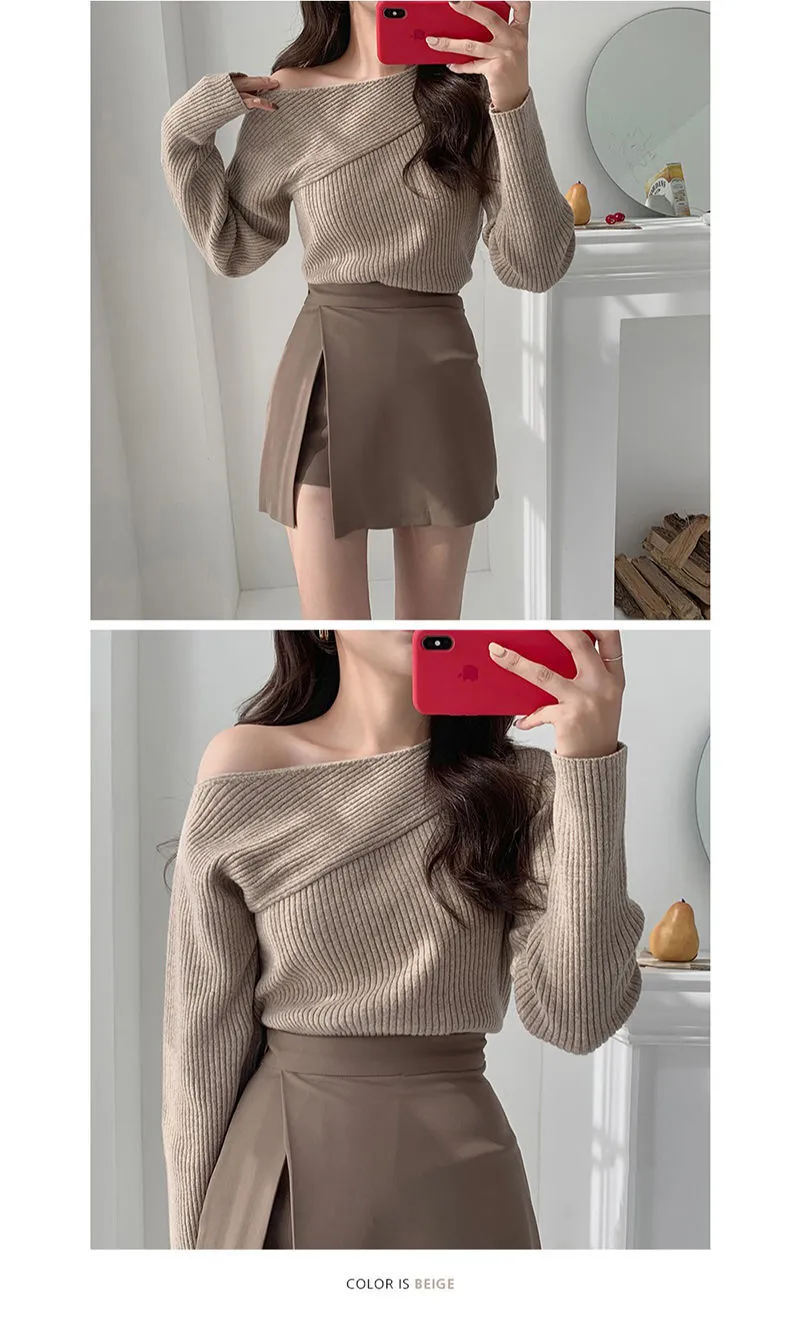 Solid Side-slit Stretchy Korean Style