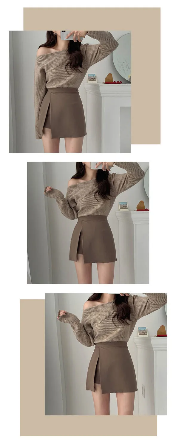 Solid Side-slit Stretchy Korean Style