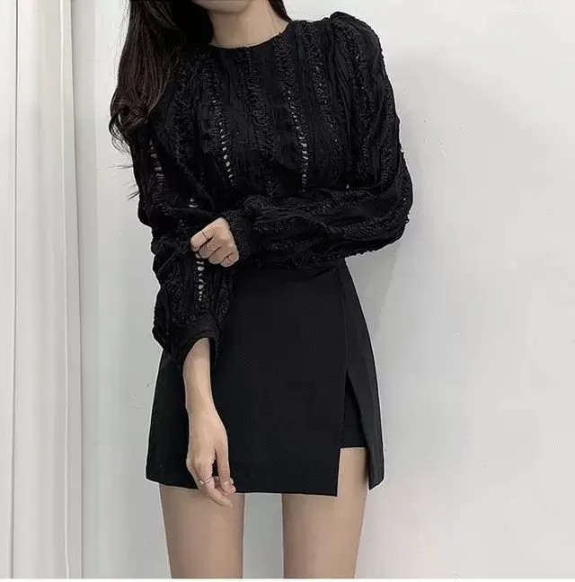 Solid Side-slit Stretchy Korean Style