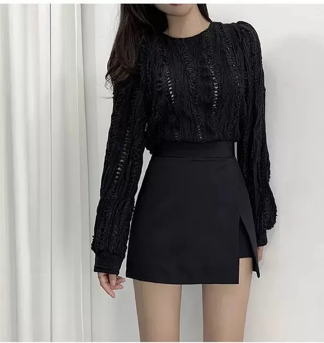 Solid Side-slit Stretchy Korean Style