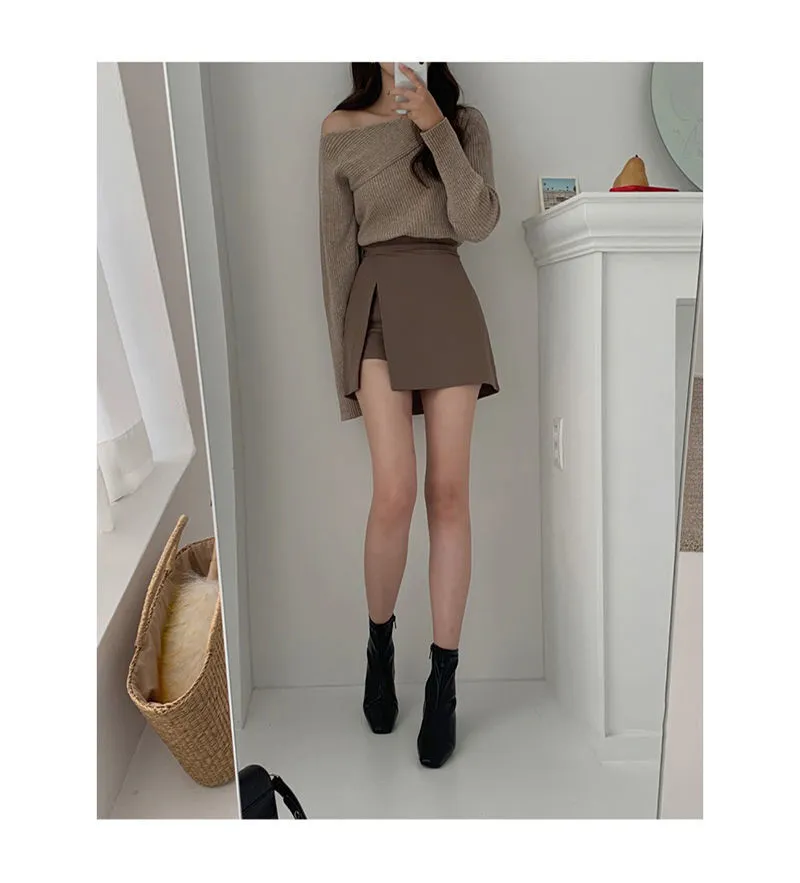 Solid Side-slit Stretchy Korean Style
