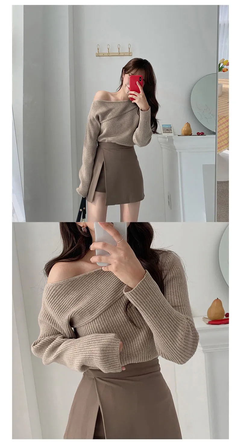 Solid Side-slit Stretchy Korean Style
