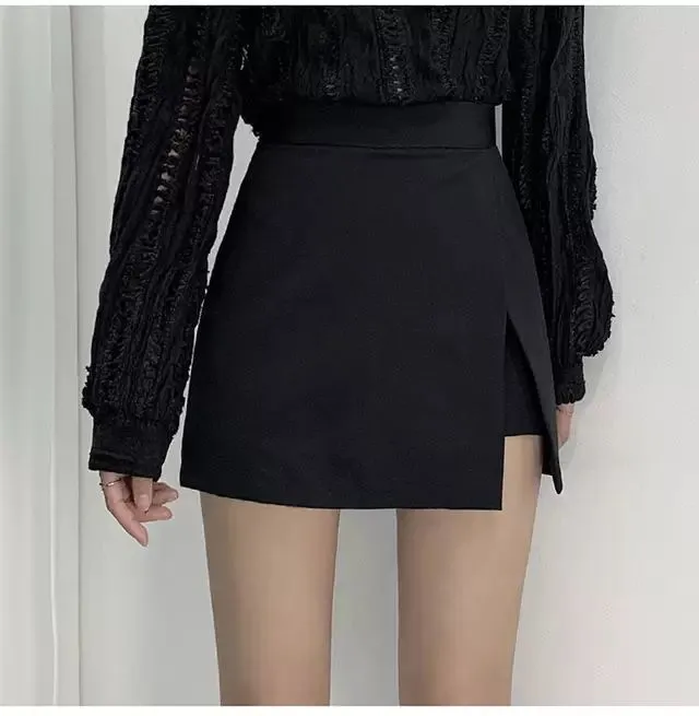 Solid Side-slit Stretchy Korean Style