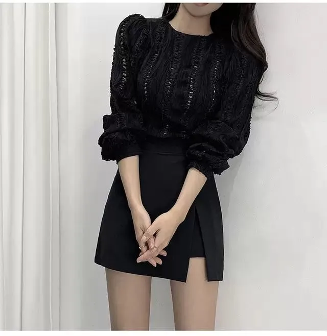 Solid Side-slit Stretchy Korean Style