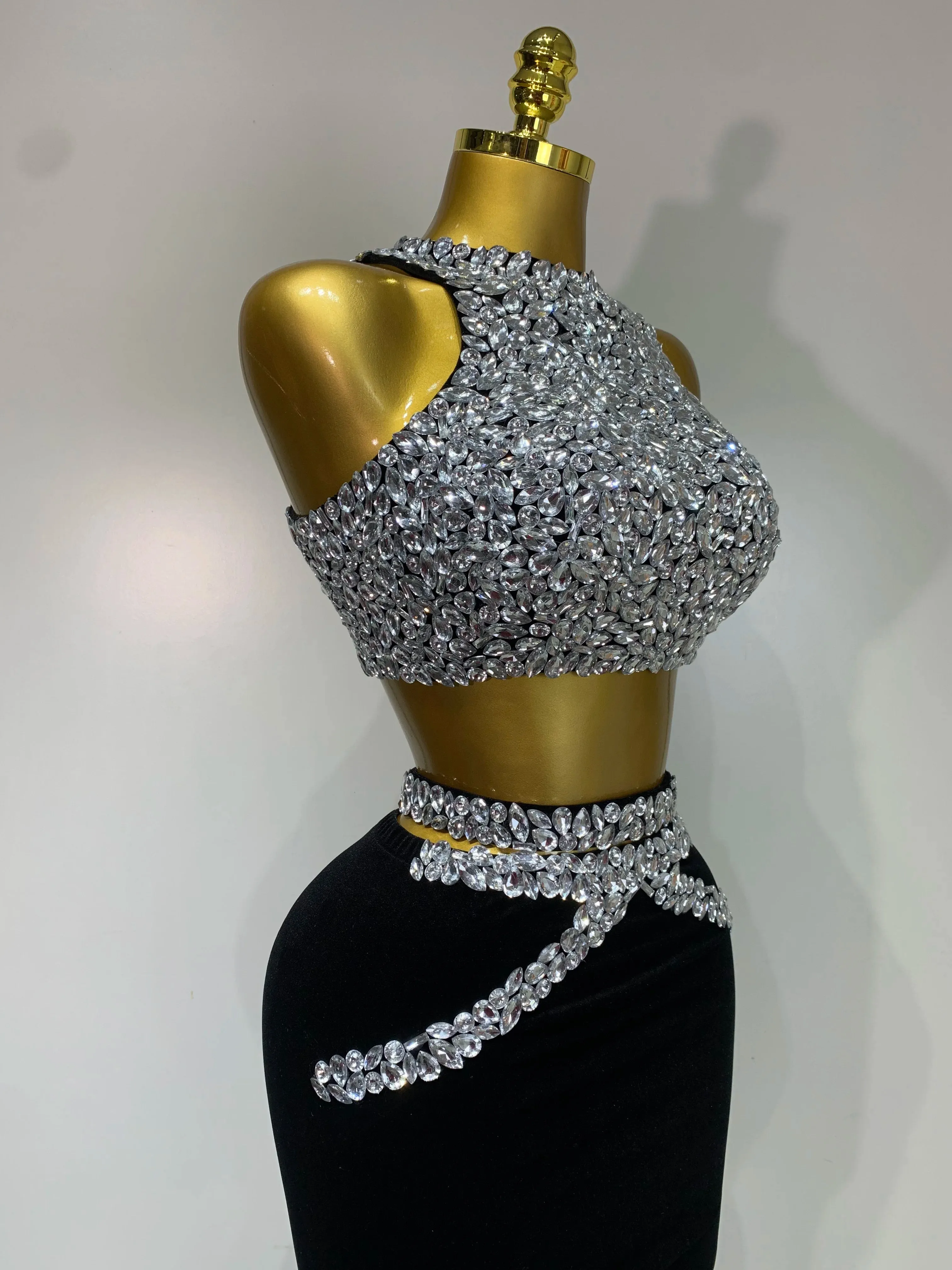 Sparkly Crystal Bodycon Long Dress