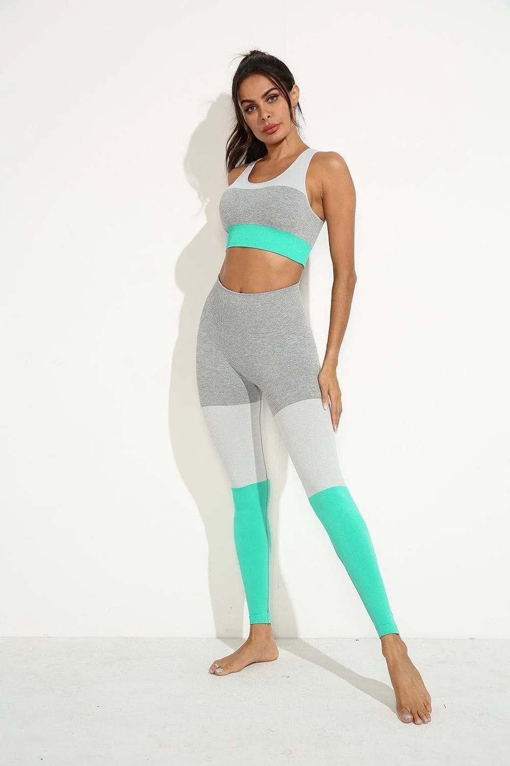 Squat Proof Leggings And Top Set - Green
