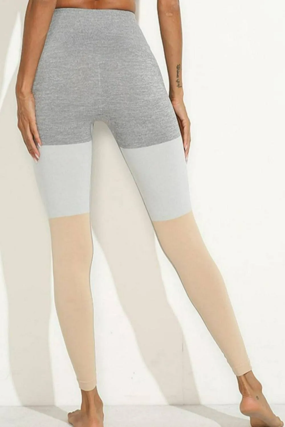 Squat Proof Patchwork Yoga Workout Set - Khaki