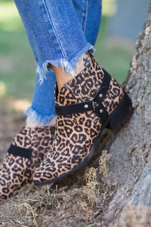 Tan and Black Animal Print Booties