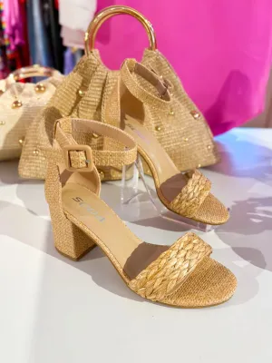 Tart Raffia Open Toe Heel