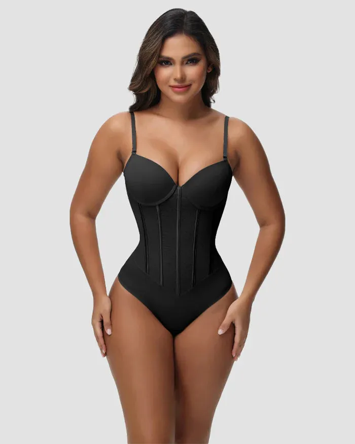 Thong Transparent Mesh Corset Top Backless Bodysuit