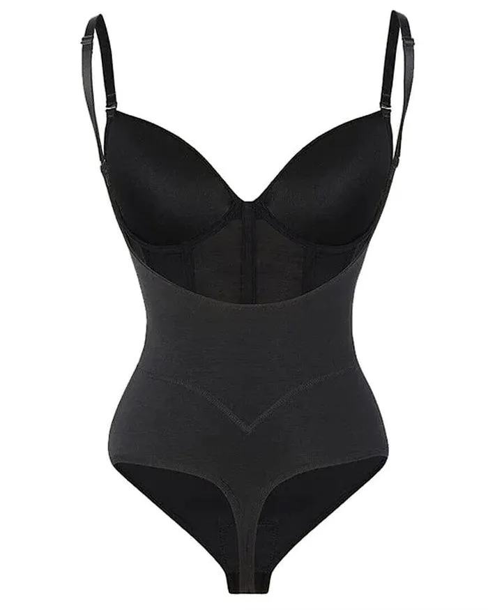 Thong Transparent Mesh Corset Top Backless Bodysuit
