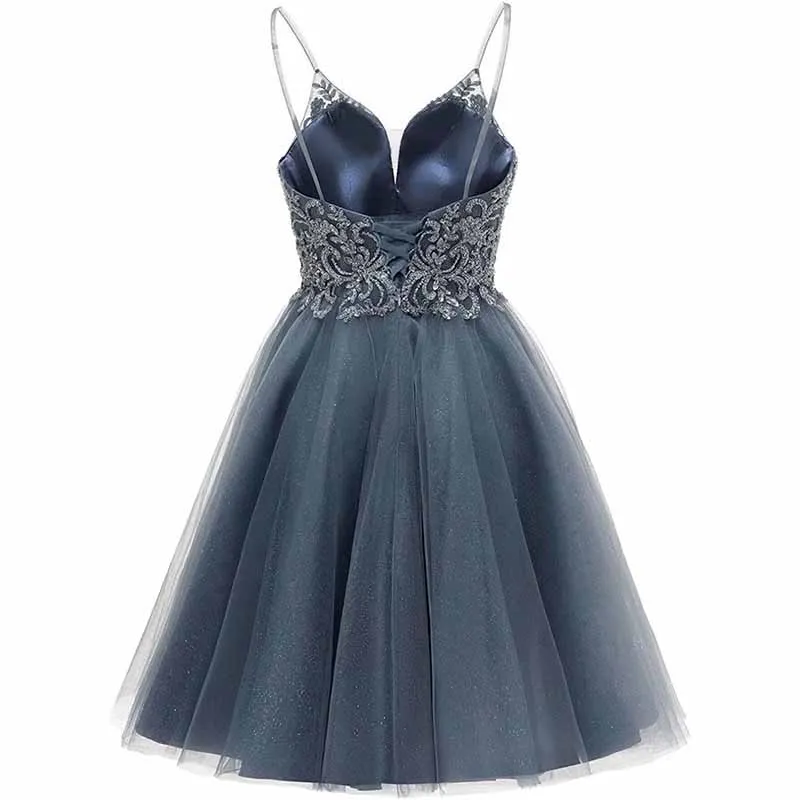 Tulle Homecoming Dresses Teens Short Prom Dress Juniors Beaded Lace Mini Dresses