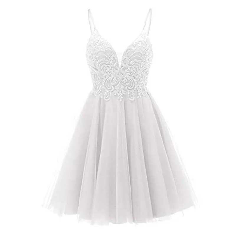 Tulle Homecoming Dresses Teens Short Prom Dress Juniors Beaded Lace Mini Dresses