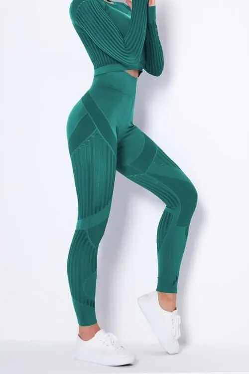Tummy Control High Waist Seamless Green Leggings
