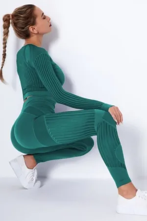 Tummy Control High Waist Seamless Green Leggings