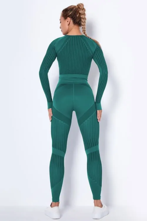 Tummy Control High Waist Seamless Green Leggings