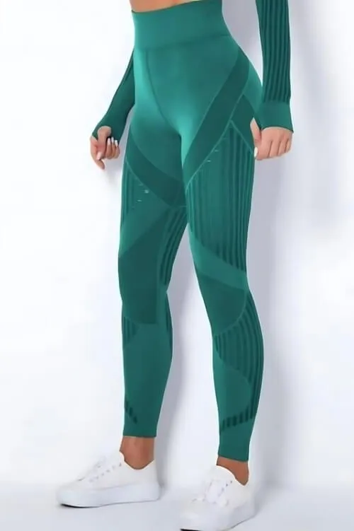 Tummy Control High Waist Seamless Green Leggings
