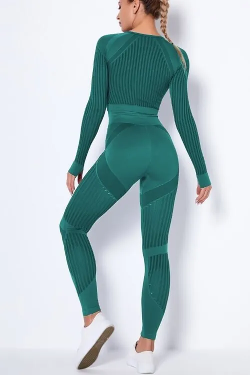 Tummy Control High Waist Seamless Green Leggings