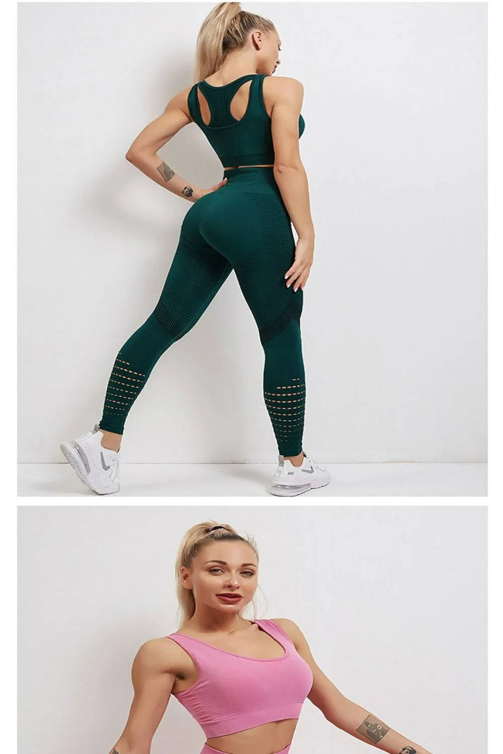 Tummy Control High Waist Seamless Leggings & Top 2 Piece Set
