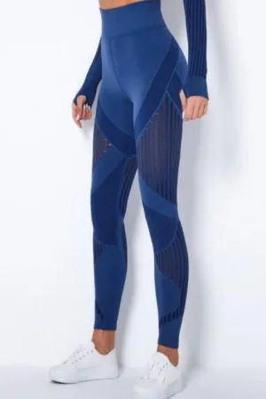 Tummy Control High Waisted Leggings - Blue