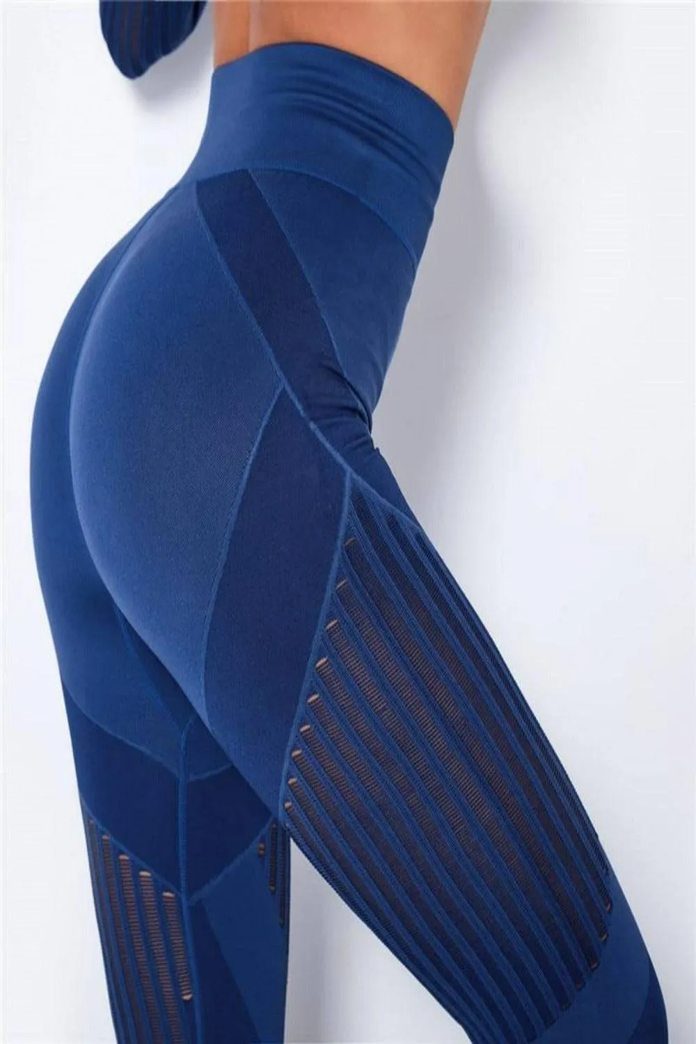 Tummy Control High Waisted Leggings - Blue