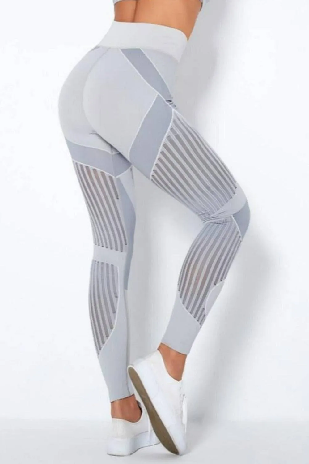 Tummy Control High Waisted Leggings - Light Gray