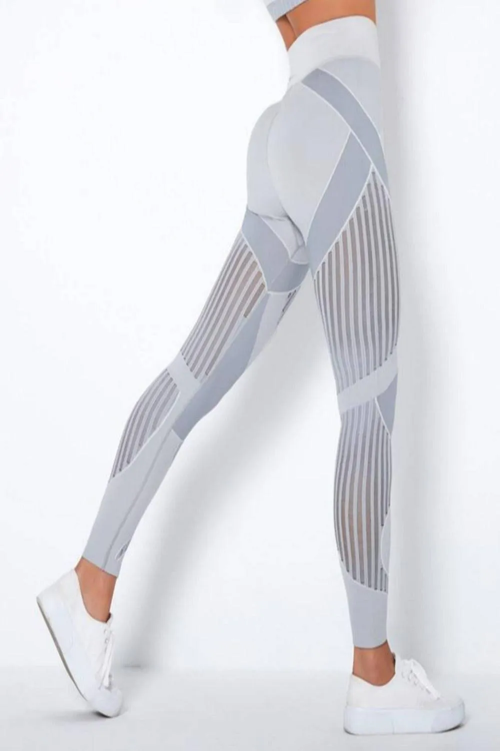 Tummy Control High Waisted Leggings - Light Gray