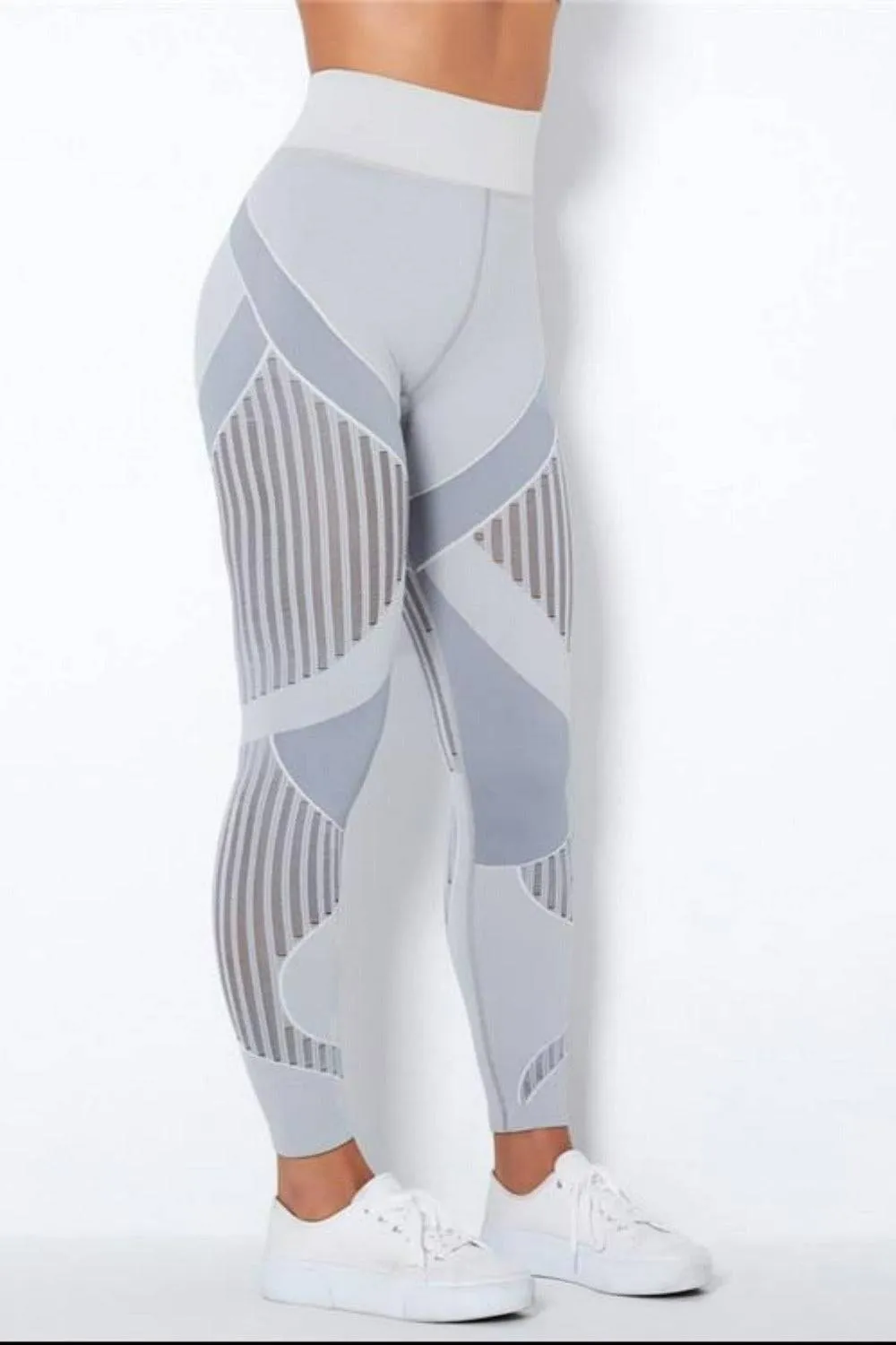 Tummy Control High Waisted Leggings - Light Gray